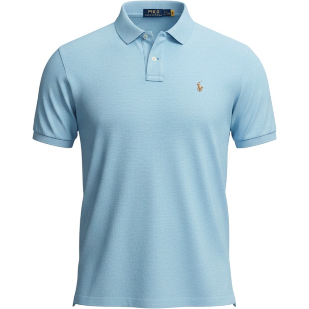 Polo Ralph Lauren Mens Classic Fit Short Sleeve Polo Shirt Light Blue Heather XL